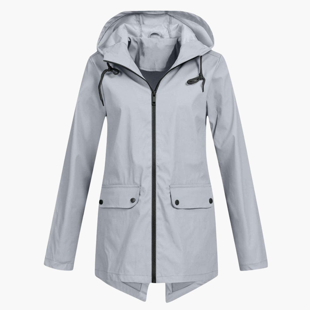 Manteau de pluie pour femmes avec capuche réglable et fermeture éclair
