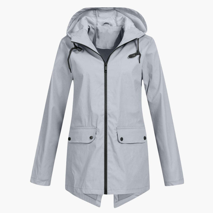 Manteau de pluie pour femmes avec capuche réglable et fermeture éclair