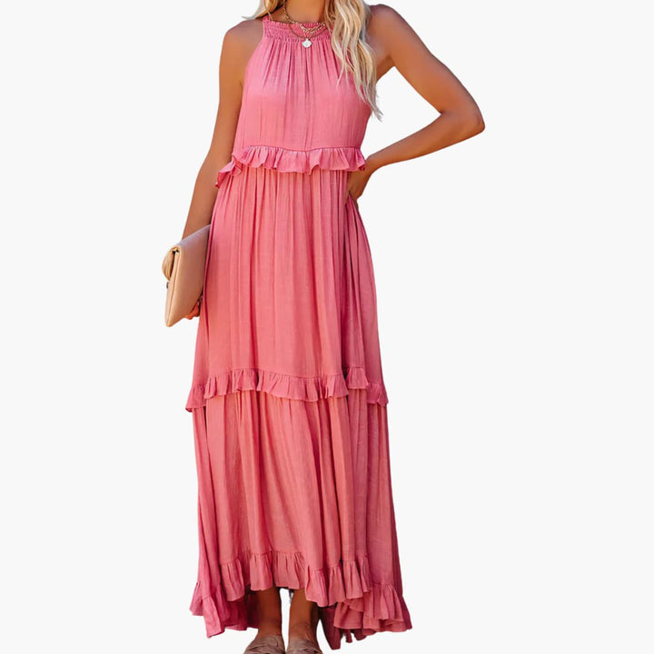 Robe maxi à volants - Robe à volants pour femmes, élégante et légère
