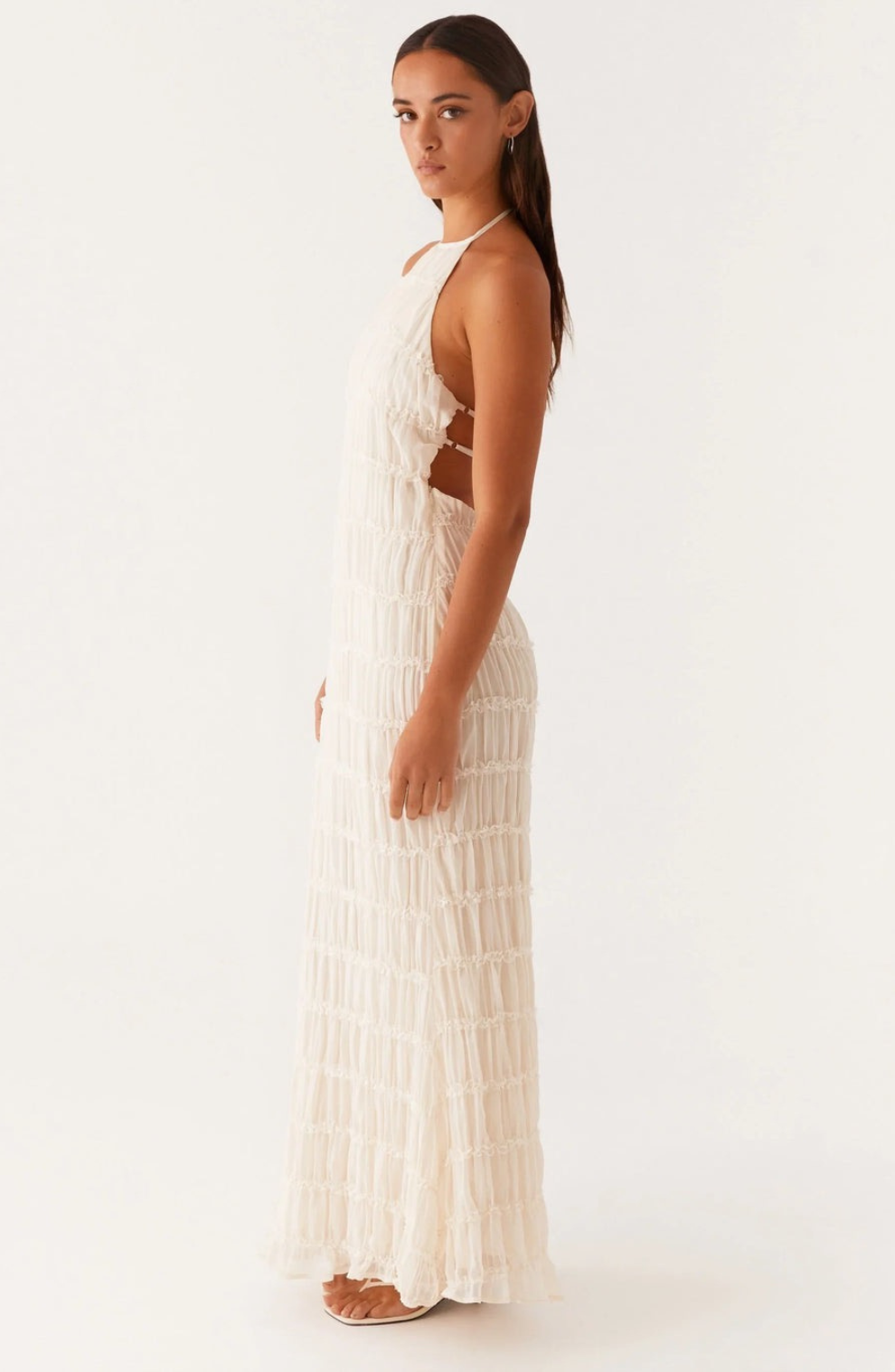 Caroline | Robe maxi à col halter texturé