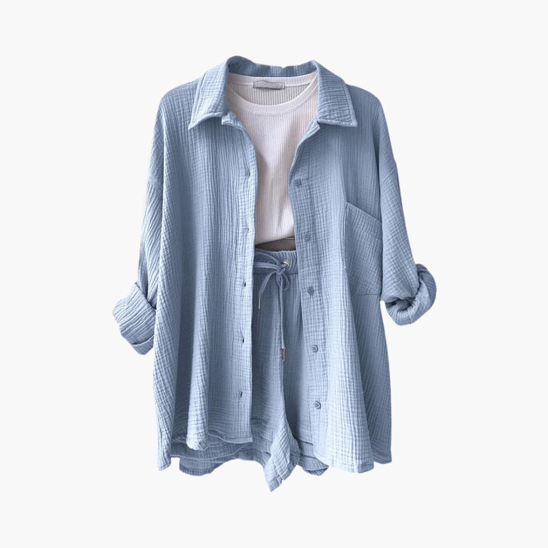Ensemble deux pièces avec shorts pour femmes - look d'été décontracté