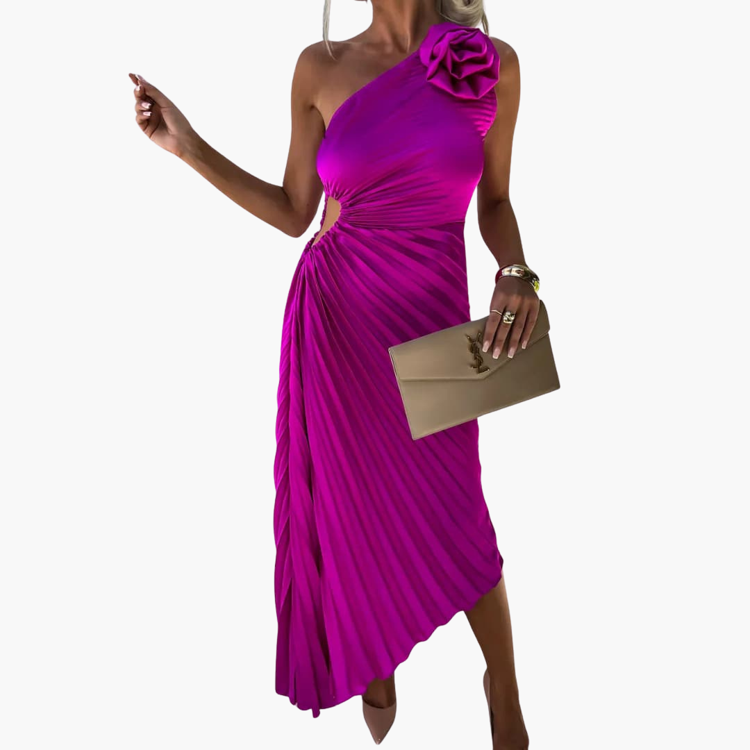 Robe midi romantique pour femmes – Appliques florales 3D