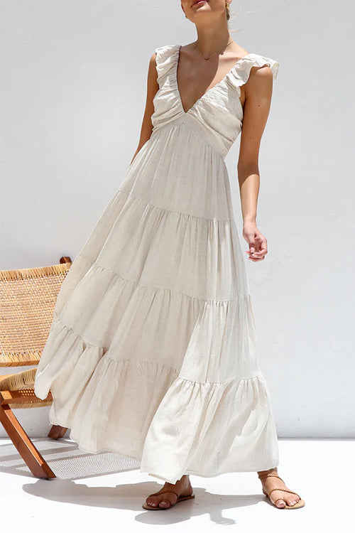 Juliet - Robe maxi avec décolleté en V et volants
