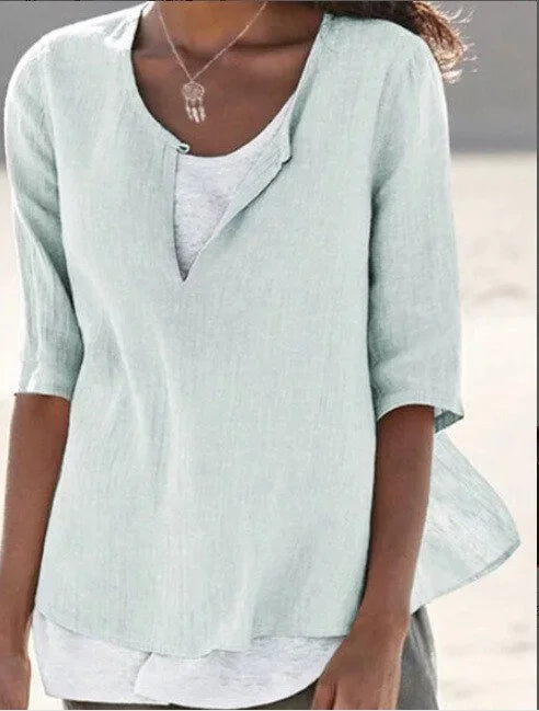 T-shirt femme à col en V