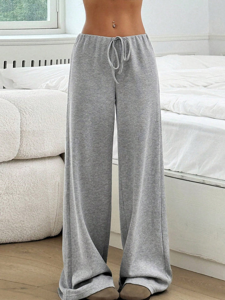 Pantalon rayé à taille élastique, taille haute, à cordon de serrage, à empiècements, couleur contrastée