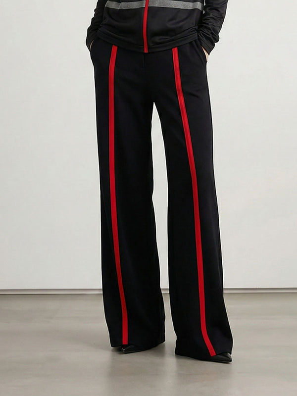 Pantalon ample rayé décontracté à jambes larges
