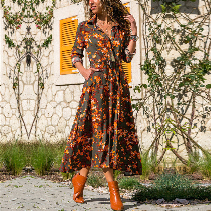 Camila - Robe midi à fleurs avec fermeture à boutons