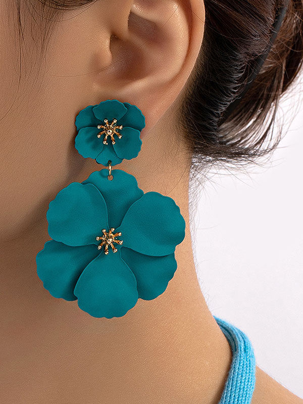Parure boucles d'oreilles pendantes et boucles d'oreilles en forme de fleur