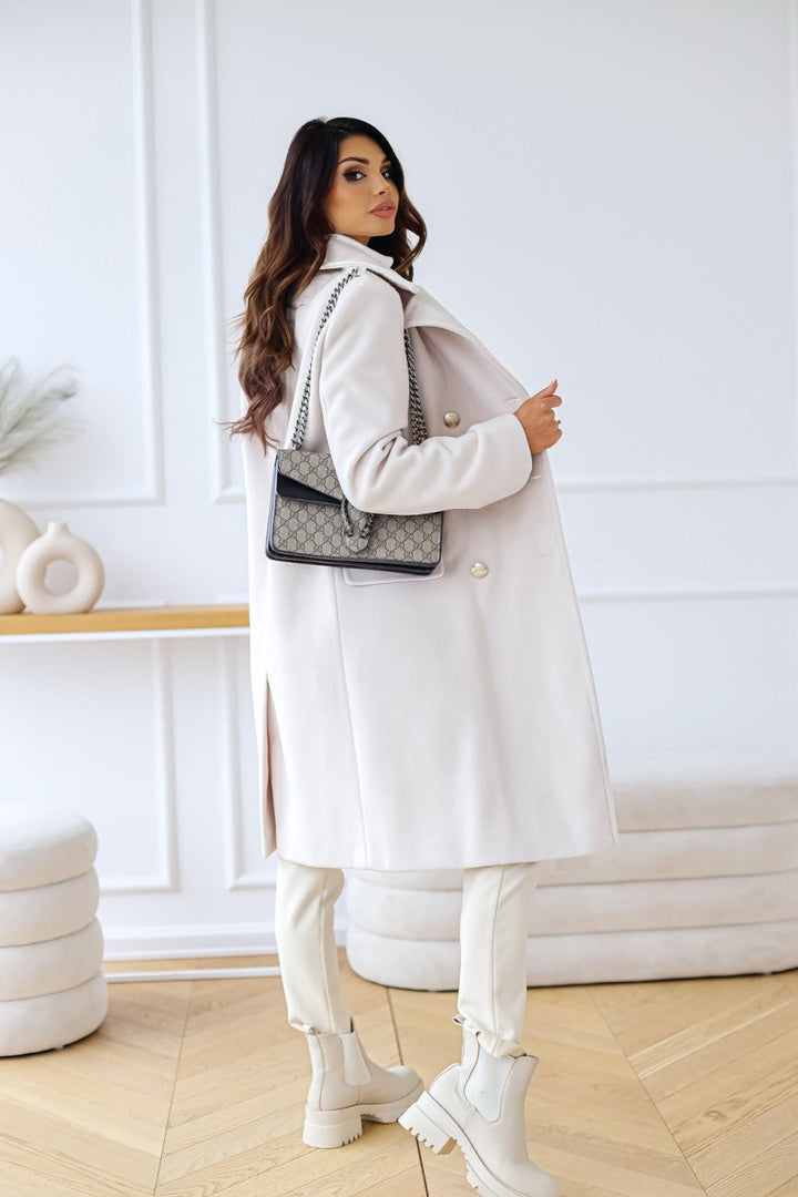 Manteau en laine double boutonnage pour femmes