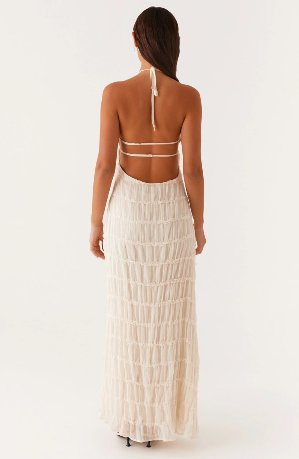 Caroline | Robe maxi à col halter texturé