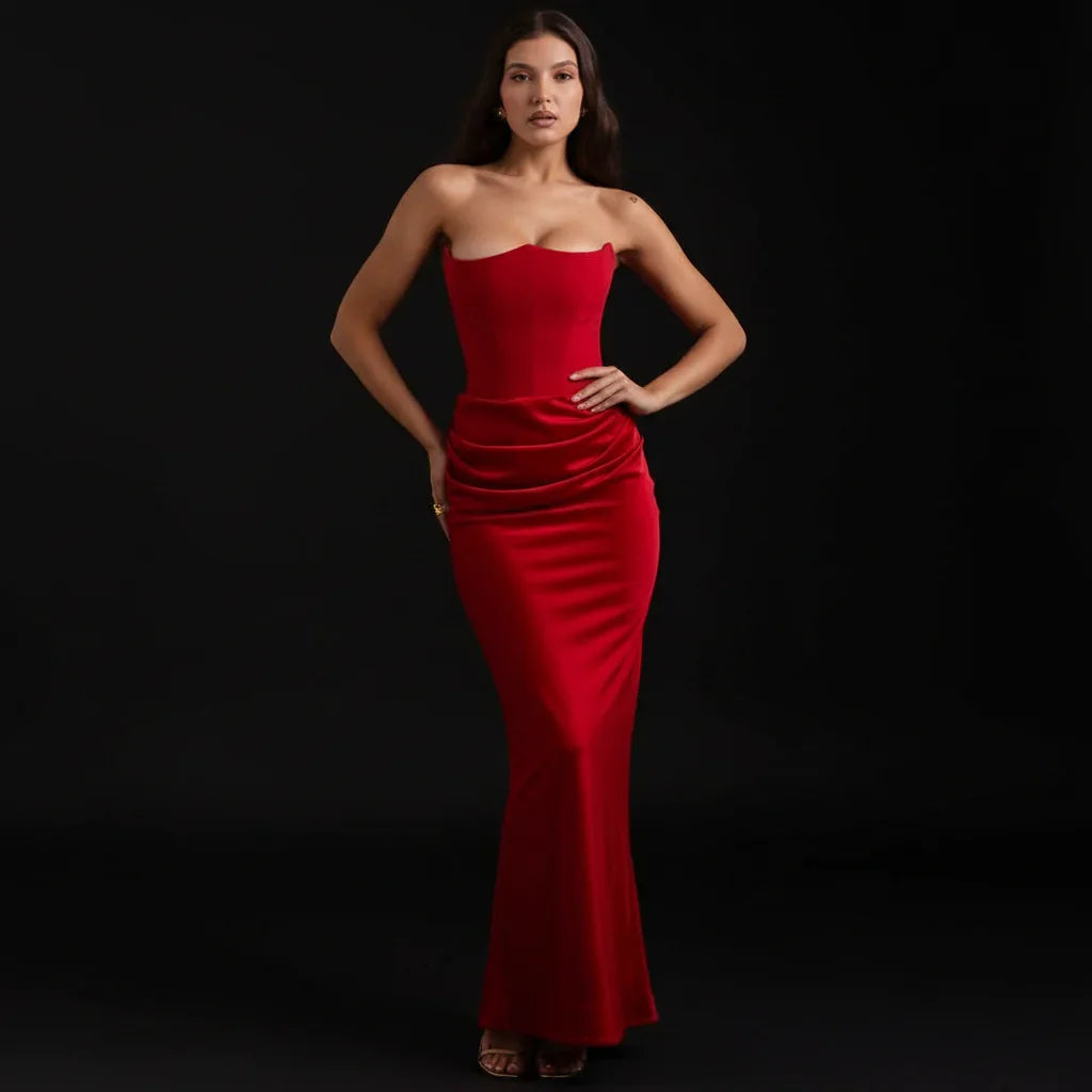 Sabrina | Robe Maxi Bustier Femme en Satin – Robe Maxi Corset Satin 2026
