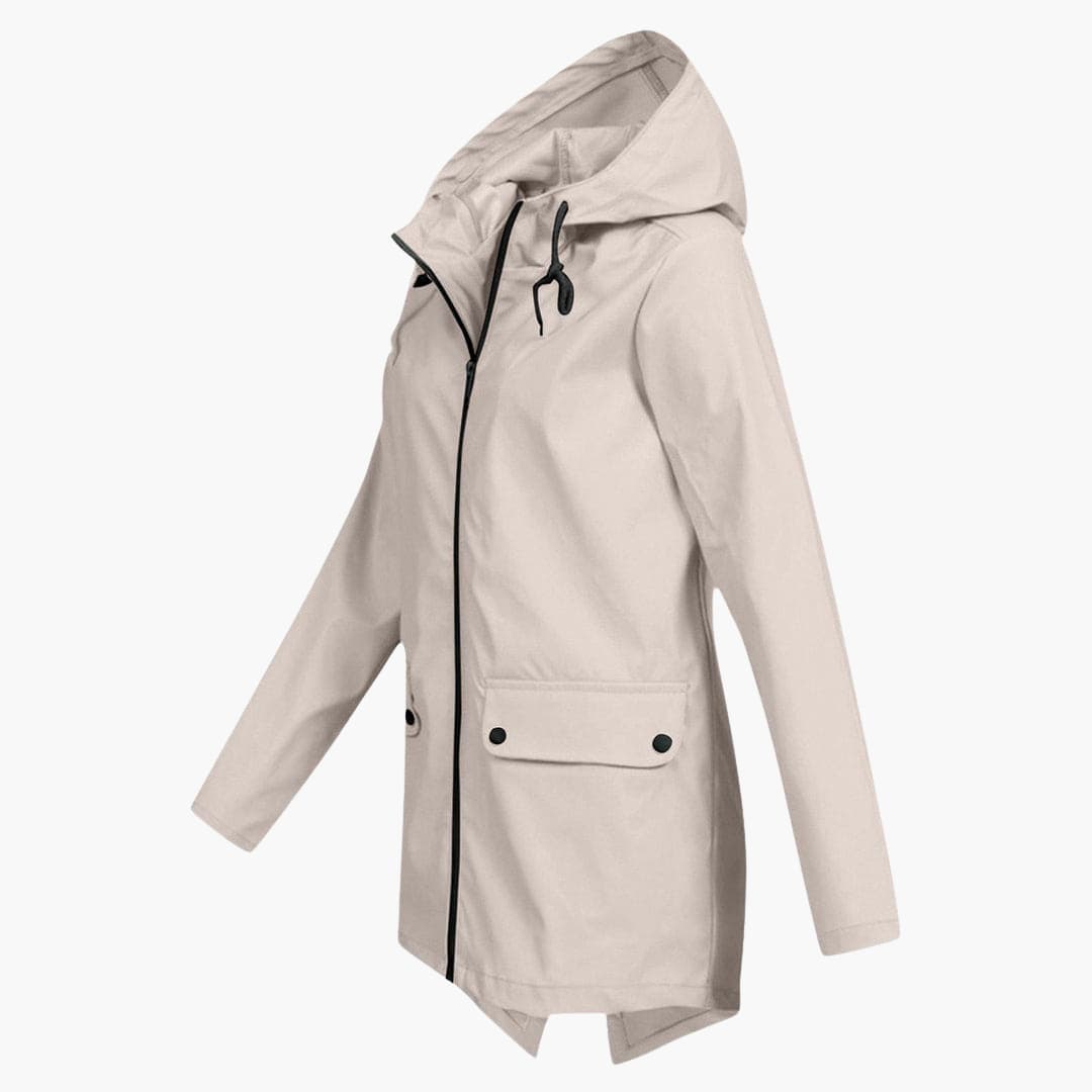 Manteau de pluie pour femmes avec capuche réglable et fermeture éclair
