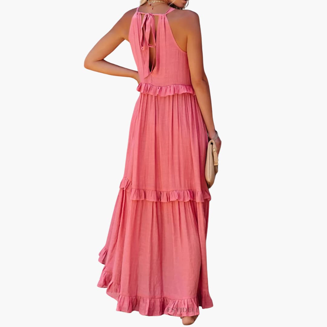 Robe maxi à volants - Robe à volants pour femmes, élégante et légère