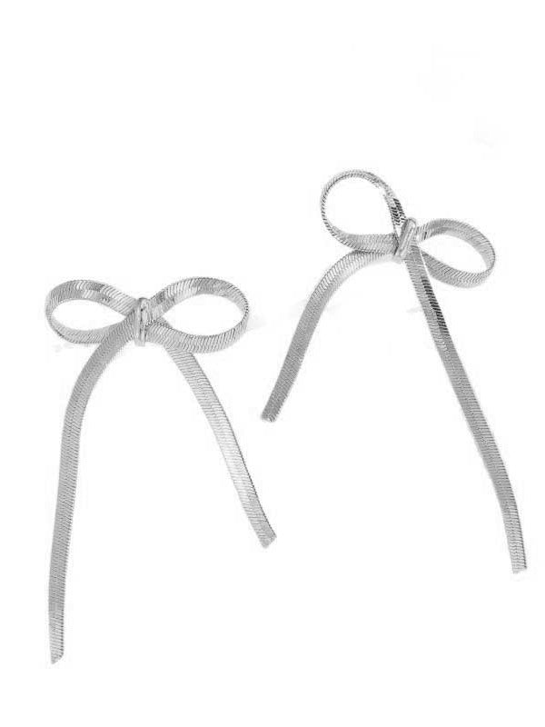 Boucles d'oreilles pendantes à nœud, couleur unie