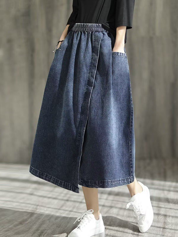 Jupe ample asymétrique à taille élastique, à empiècements