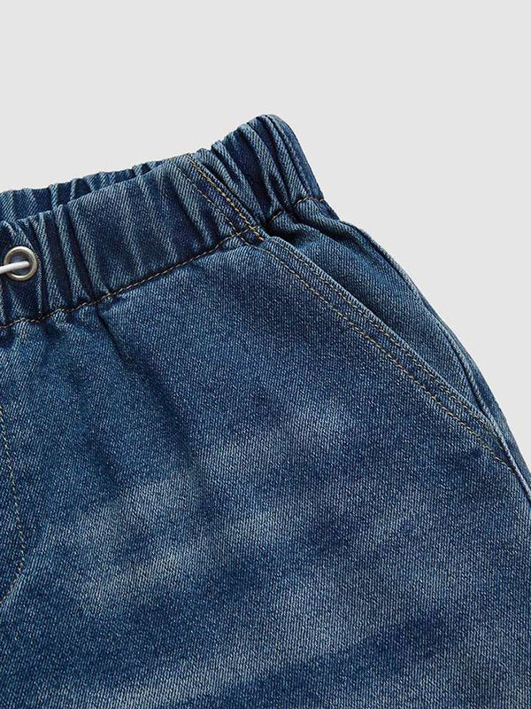 Jean ample taille haute, à cordon de serrage, à taille élastique, en dégradé