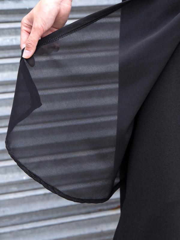 Pantalon large asymétrique en mousseline à fentes fendues