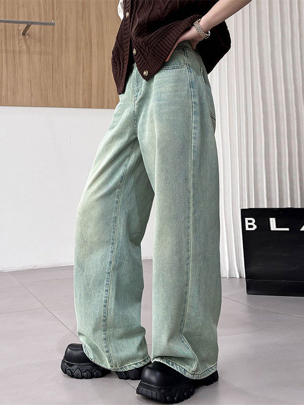 Jean ample taille haute, sans ceinture, à poches