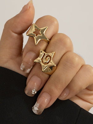 Bague réglable ajourée normcore, en forme d'étoile