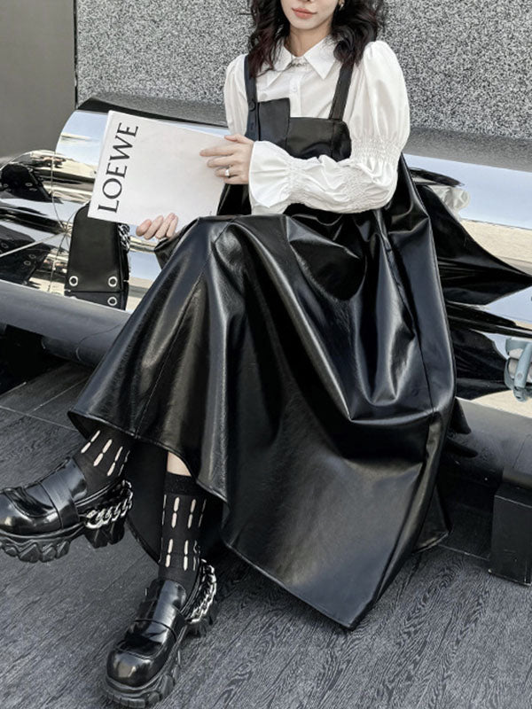 Robe trapèze ample asymétrique plissée, couleur unie, à empiècements, col carré, robe mi-longue