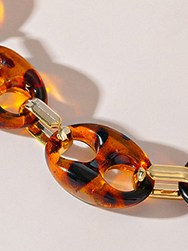 Collier ajouré à chaîne, à imprimé léopard