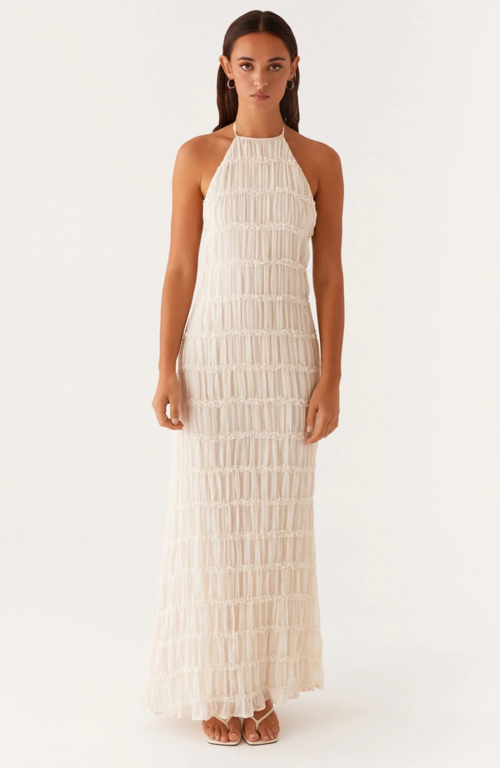 Caroline | Robe maxi à col halter texturé