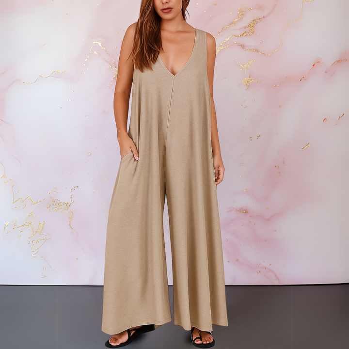 Magda™ | Combinaison confortable avec décolleté en V et jambes larges