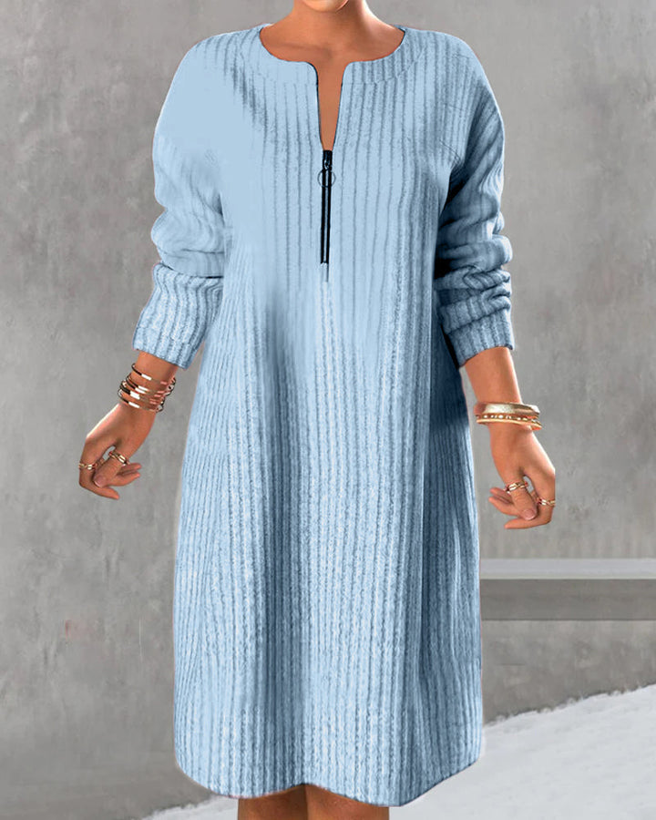 Lena | Robe tricot longue pour femmes avec fermeture éclair élégante