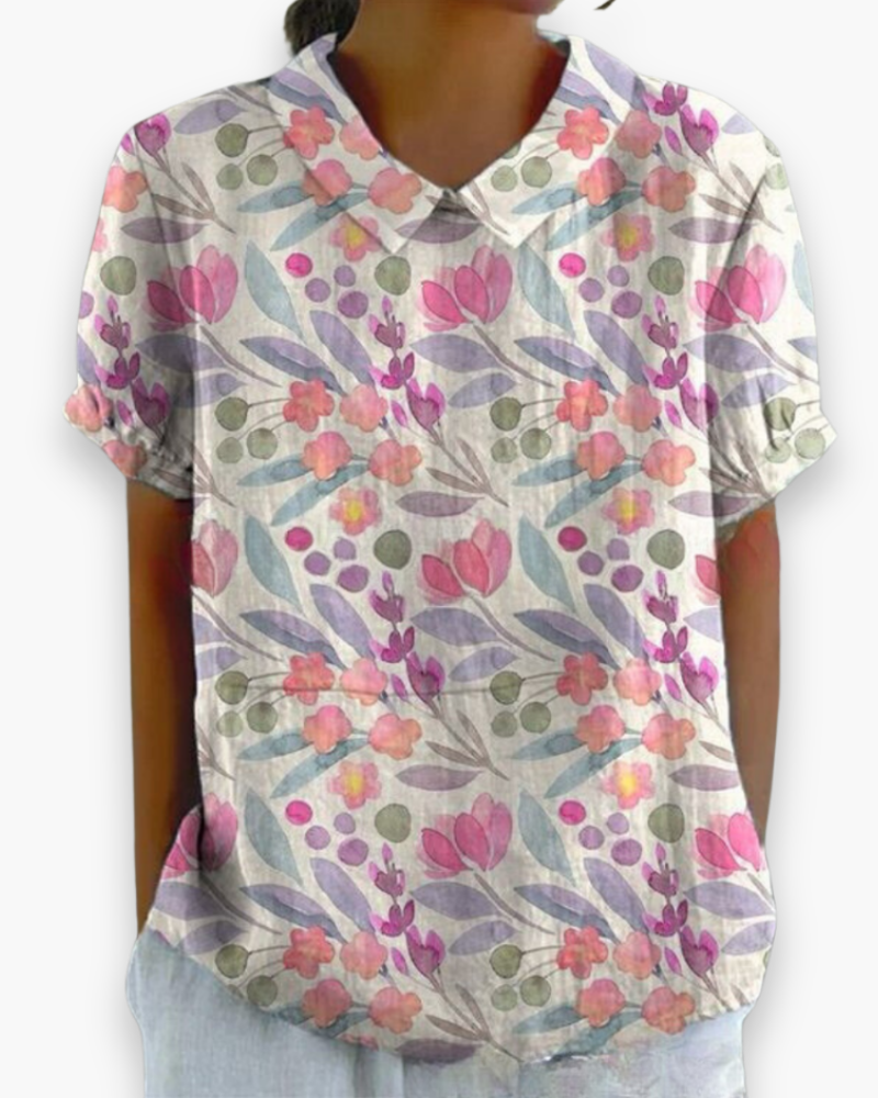 Blouse à fleurs décontractée pour femmes | Ample