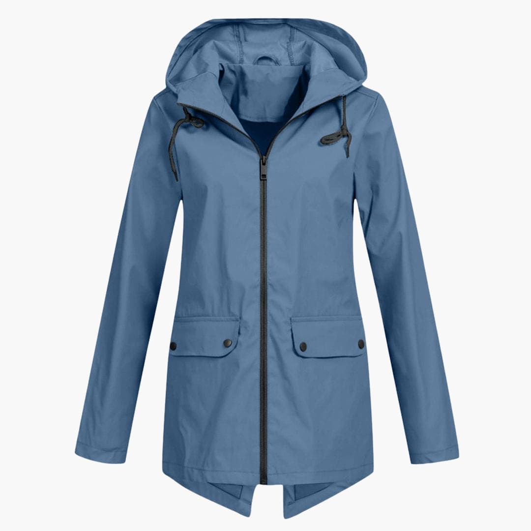 Manteau de pluie pour femmes avec capuche réglable et fermeture éclair