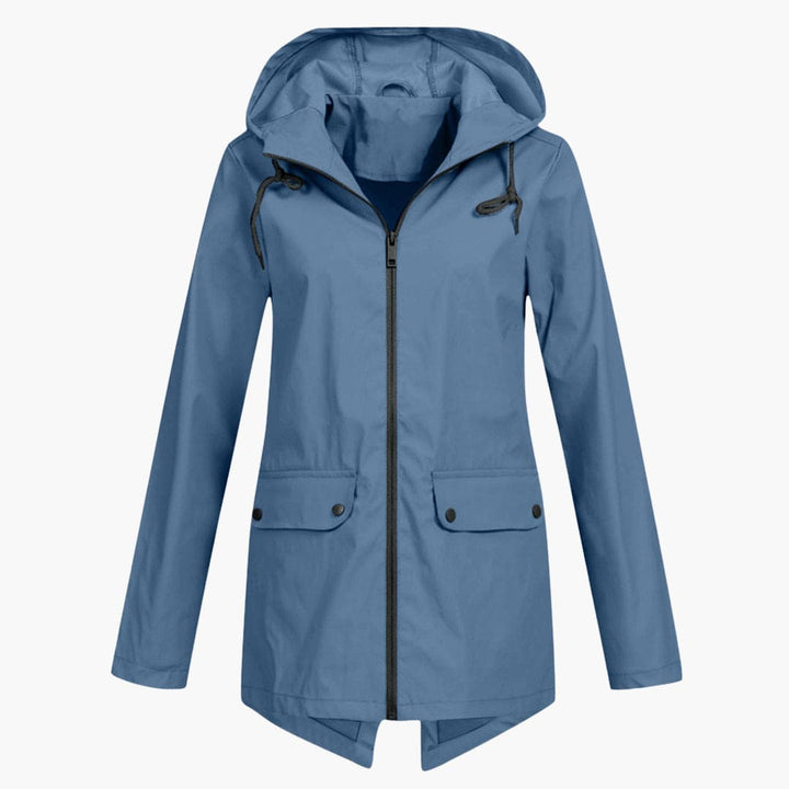 Manteau de pluie pour femmes avec capuche réglable et fermeture éclair