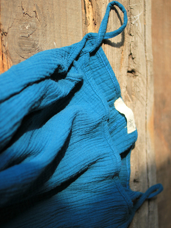 Robe courte ample vintage, à fines bretelles, sans manches, couleur unie