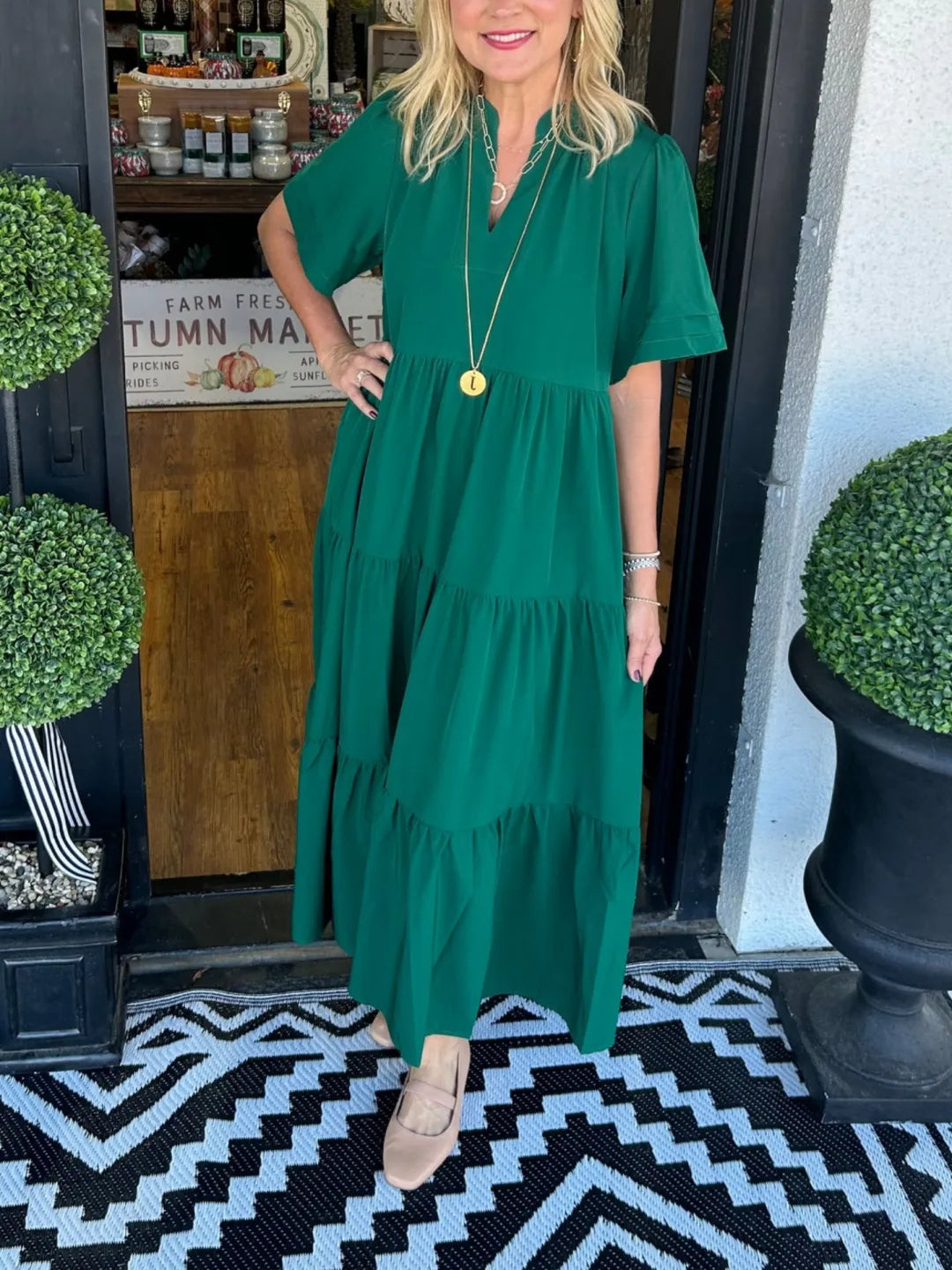 MARJOEIN - ROBE MIDI À MANCHES COURTES