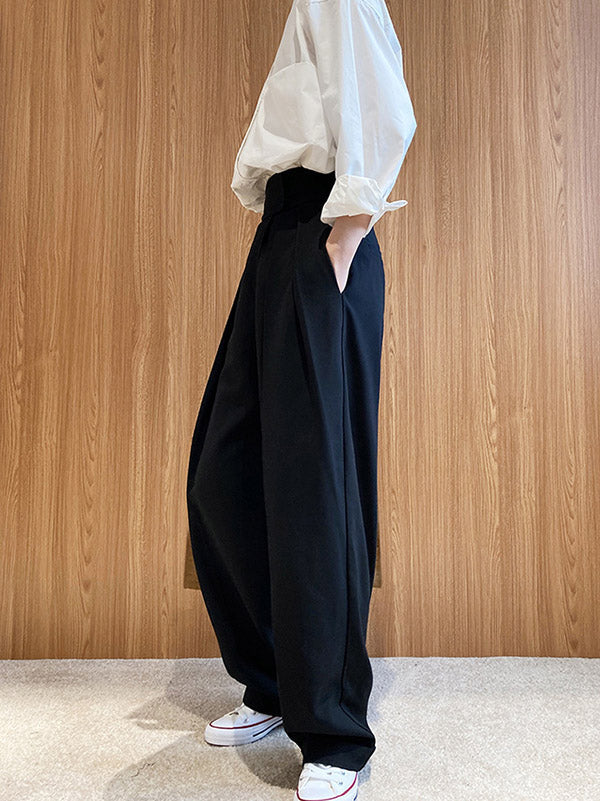 Pantalon de costume ample à jambe large et velcro