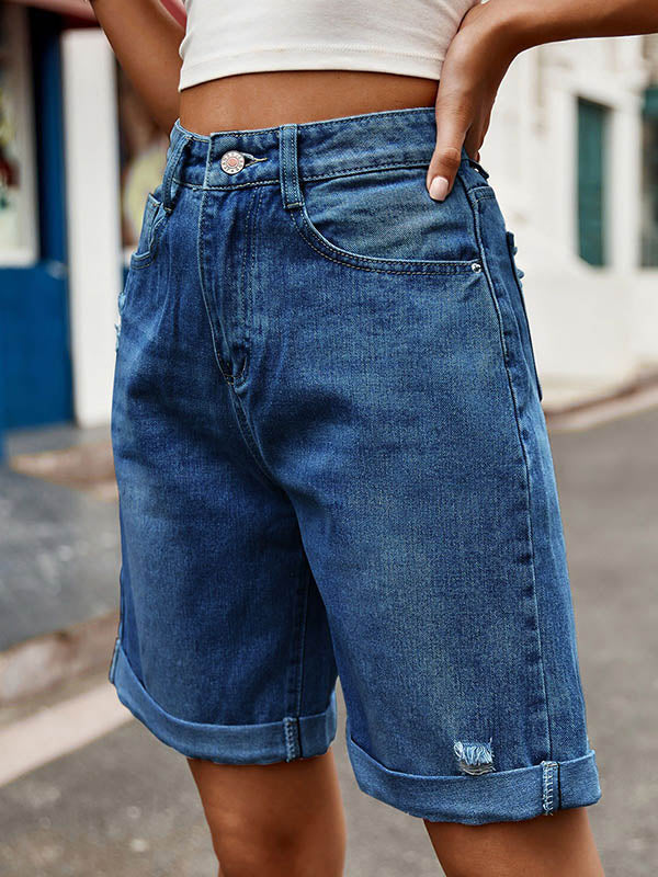 Short ample boutonné taille haute, à poches