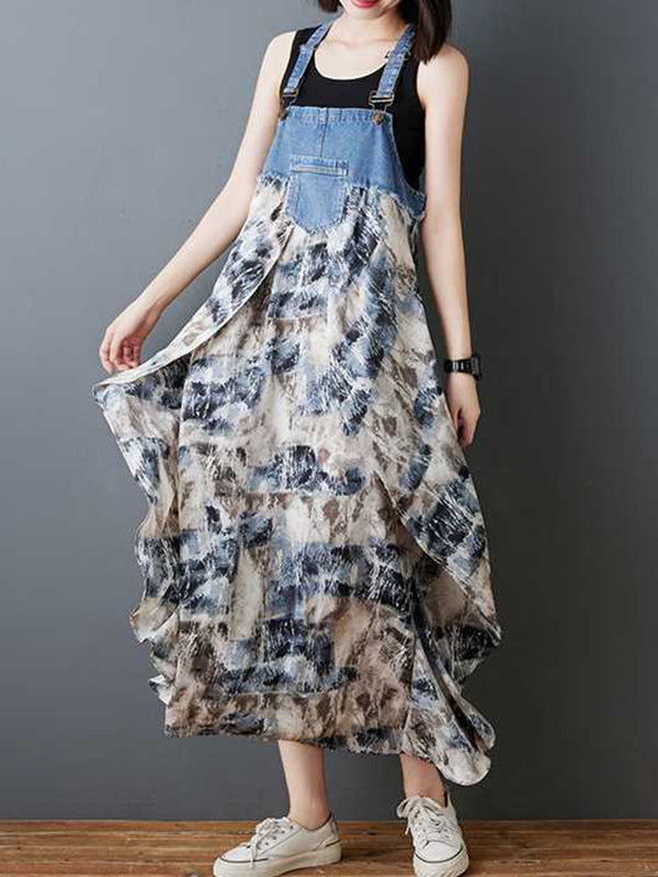 Robe longue ample à imprimé floral, grande taille, poches fendues, col Spaghetti, robe à bretelles