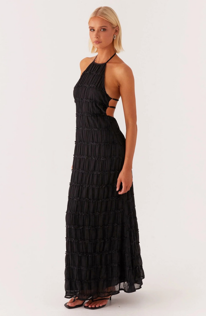 Caroline | Robe maxi à col halter texturé