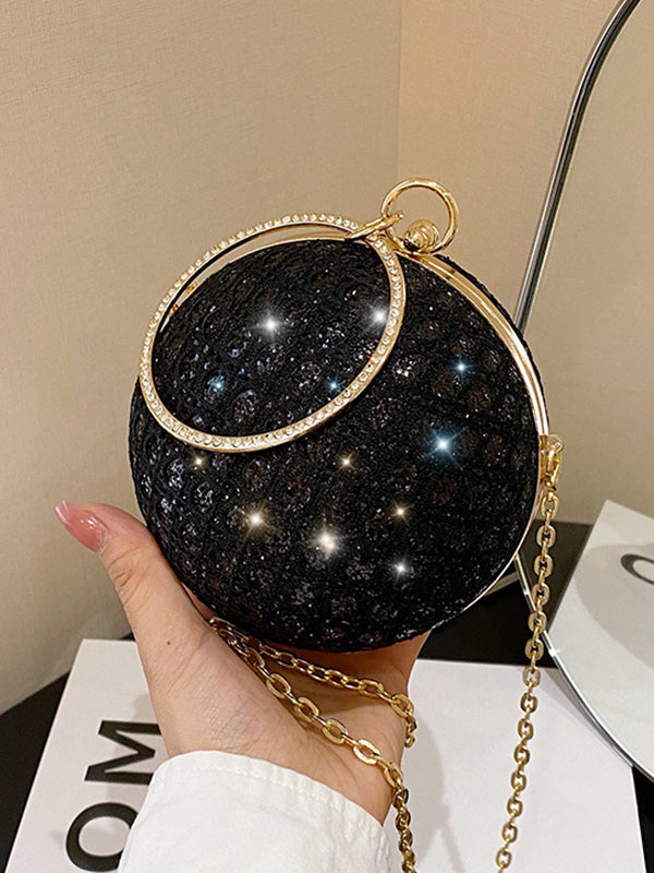 Sac à main géométrique brillant à chaîne, à strass
