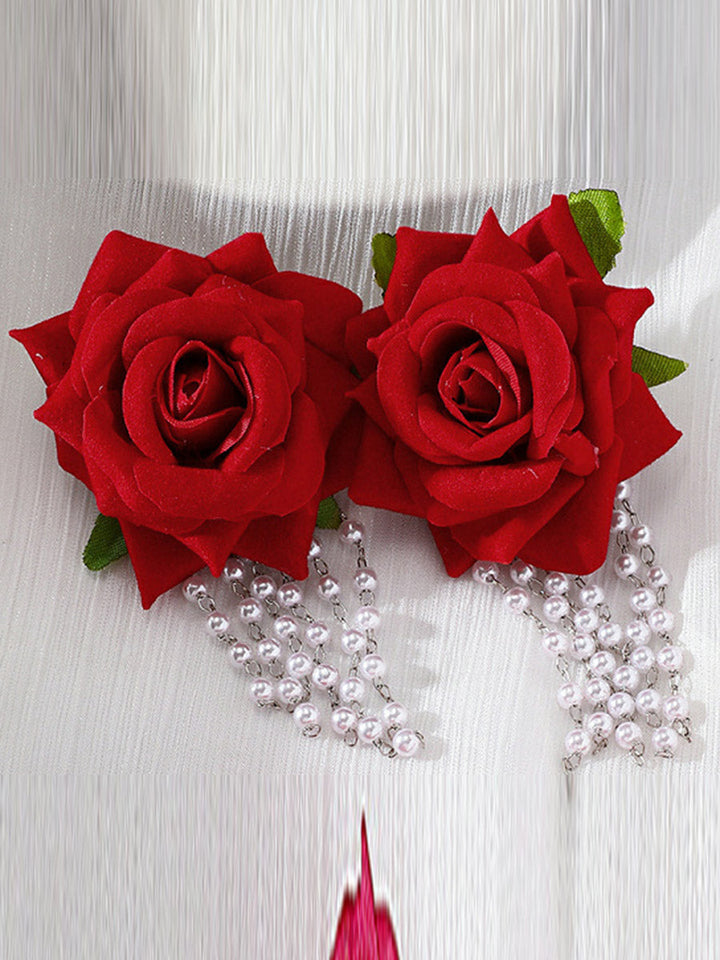 Boucles d'oreilles à chaîne, en forme de fleur