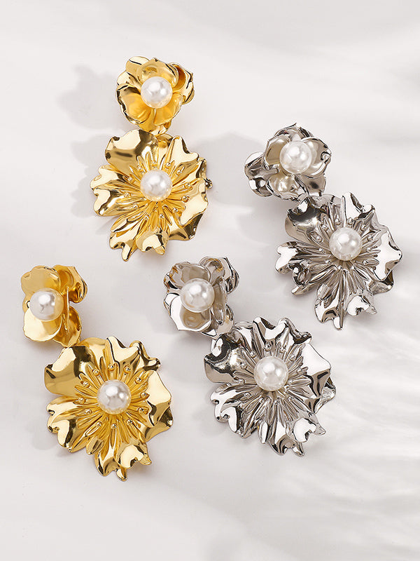 Boucles d'oreilles pendantes en forme de fleur