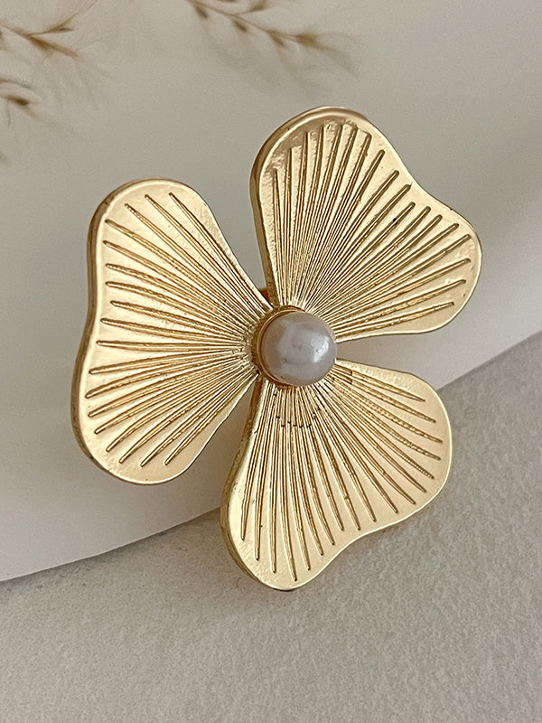 Bague plissée brillante en forme de fleur