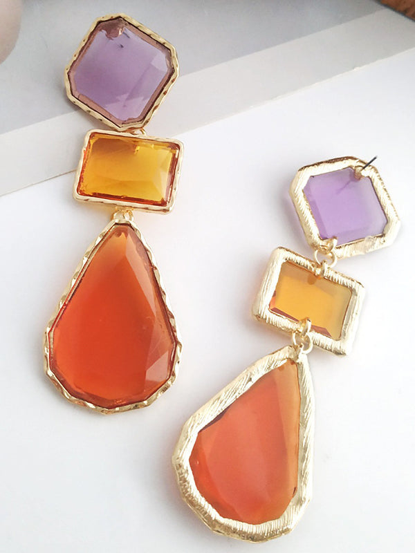 Boucles d'oreilles pendantes géométriques à empiècements