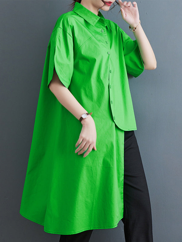 Hauts de chemise à revers de couleur unie à coupe irrégulière