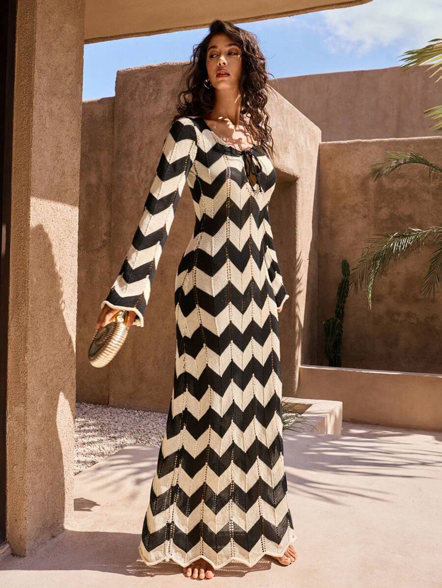 Maya | Robe maxi tricotée avec lacets