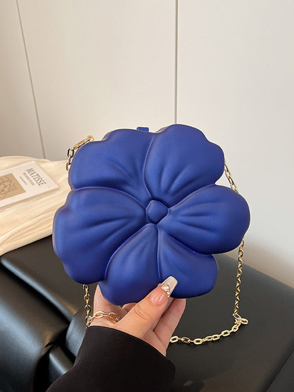 Sac bandoulière brillant à chaîne, en forme de fleur