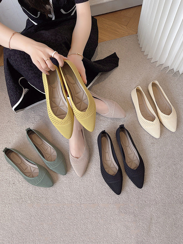 Chaussures plates creuses respirantes de couleur unie