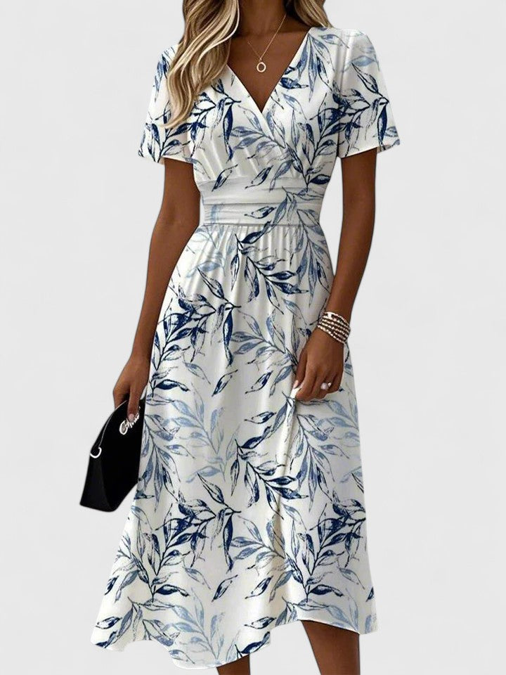 Naia | Robe midi à encolure en V avec manches papillon