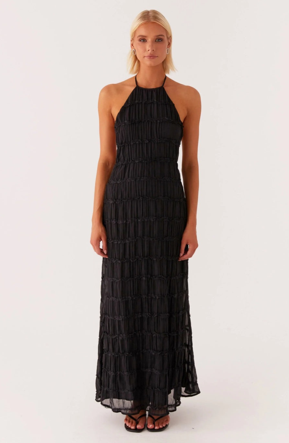 Caroline | Robe maxi à col halter texturé