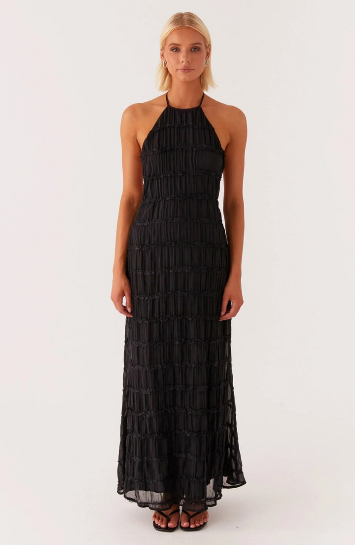 Caroline | Robe maxi à col halter texturé