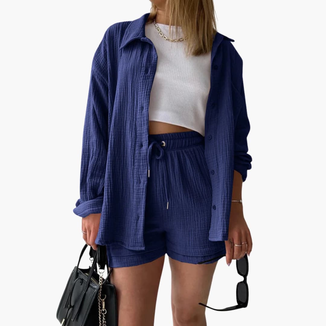 Ensemble deux pièces avec shorts pour femmes - look d'été décontracté